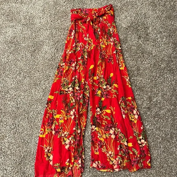 Free People One Aloha Printed Wide Leg Flare Pants - Picture 5 of 7